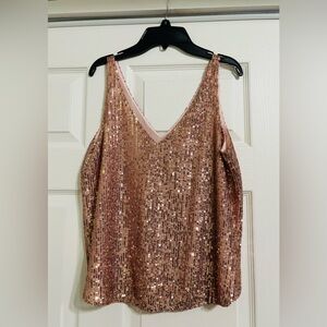 Loft rose gold sequin top
